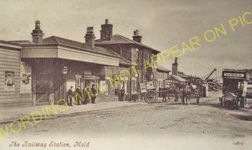 Mold Railway Station Photo. Rhydymwyn to Coed Talon and Llong Lines. L&NWR. (7)