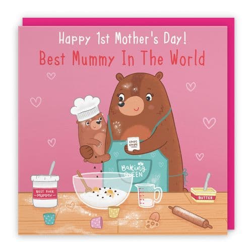 1st Mother's Day Mummy Card Cute Baking Bears