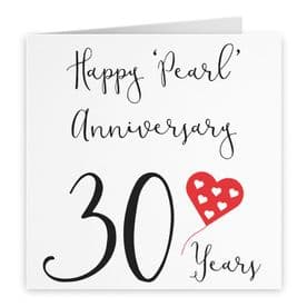 30th Anniversary Card Red Heart