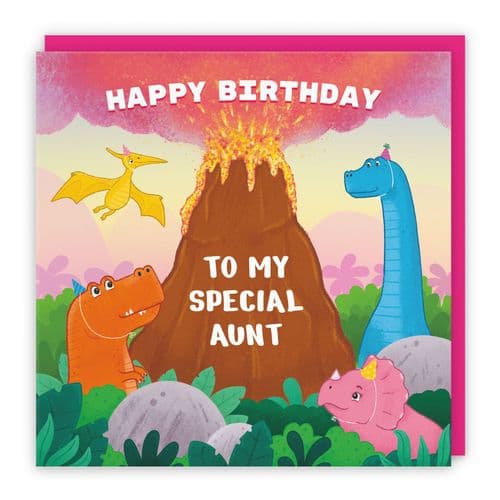 Aunt Dinosaur Volcano Birthday Card Imagination