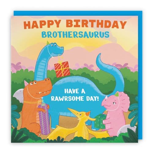 Brother Birthday Dinosaur Party Children's Card Imagination