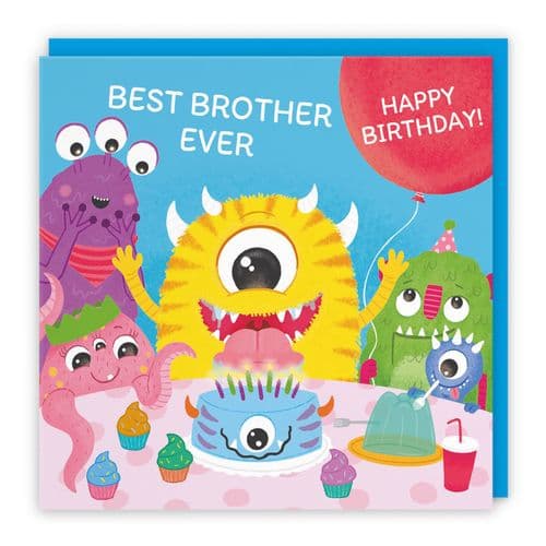 Brother Monsters Party Cute Birthday Card Imagination