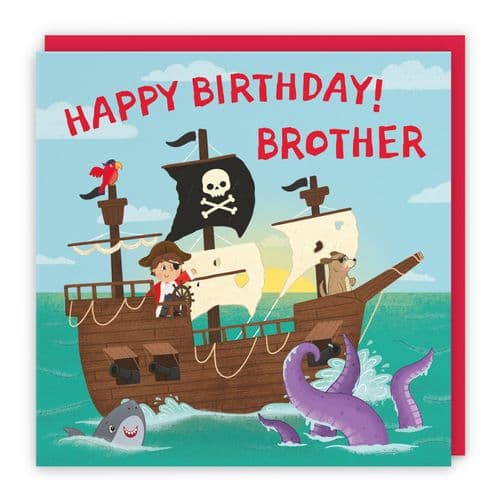 Brother Pirate Ship Kids Birthday Card Imagination