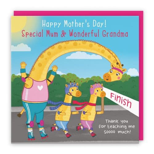 Combined Mum And Grandma Mother's Day Card Boy And Girl Giraffe Iconic