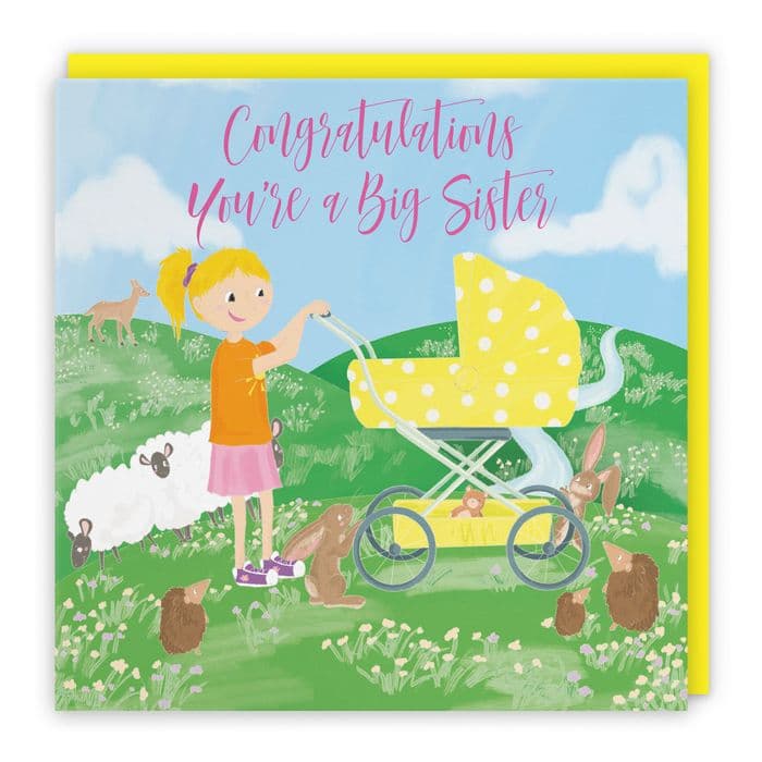 Congratulations You're A Big Sister Cute New Baby Congratulations Card Countryside