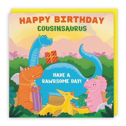 Cousin Boys / Girls Birthday Dinosaur Party Card Imagination