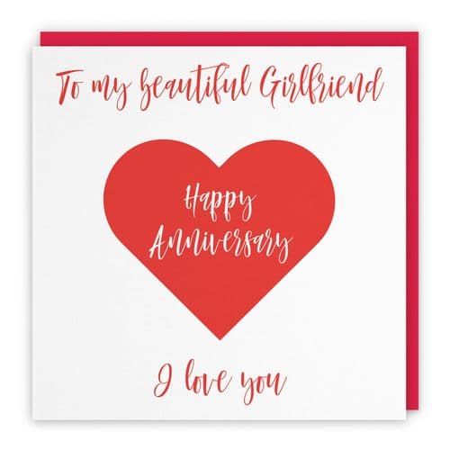 Girlfriend Romantic Anniversary Card Love Heart