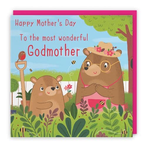 Godmother Mother's Day Card Cute Gardening Bears