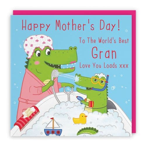Gran Mother's Day Card Crocodile Bath Time Imagination