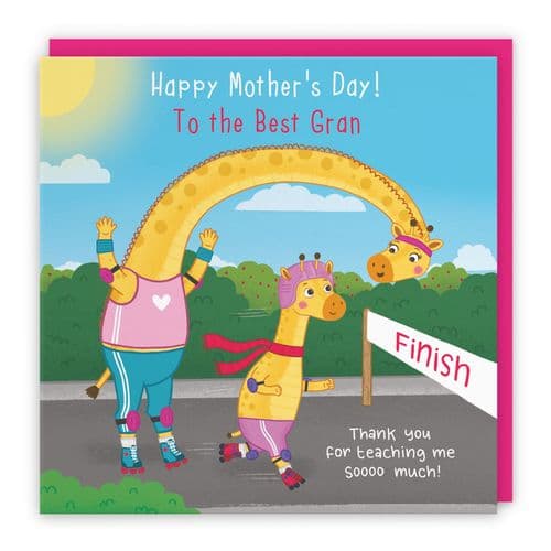 Gran Mother's Day Card From Girl Cute Skating Giraffes