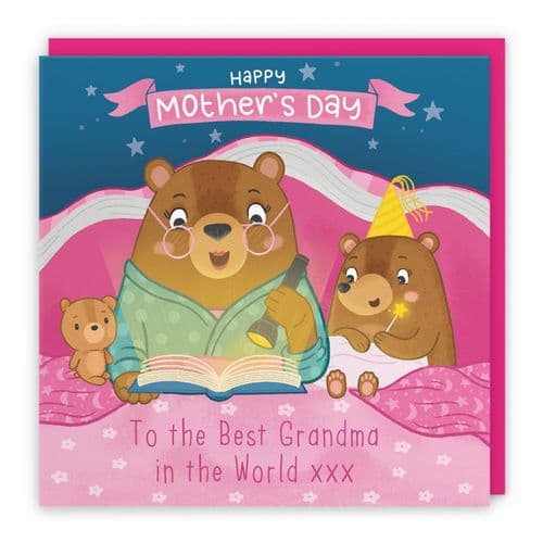 Grandma Mother's Day Card Bedtime Story For Girl Bear Cute Bears
