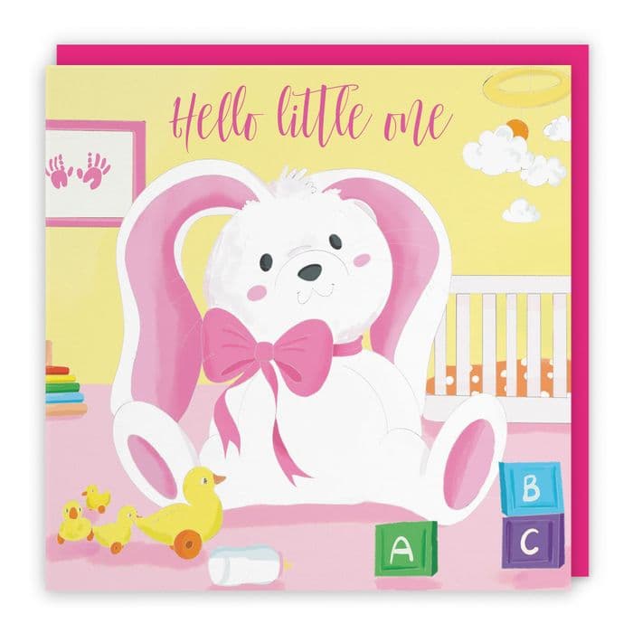 Hello Little One Cute New Baby Girl Congratulations Card Classic