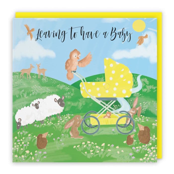 Leaving To Have A Baby Card Yellow Countryside