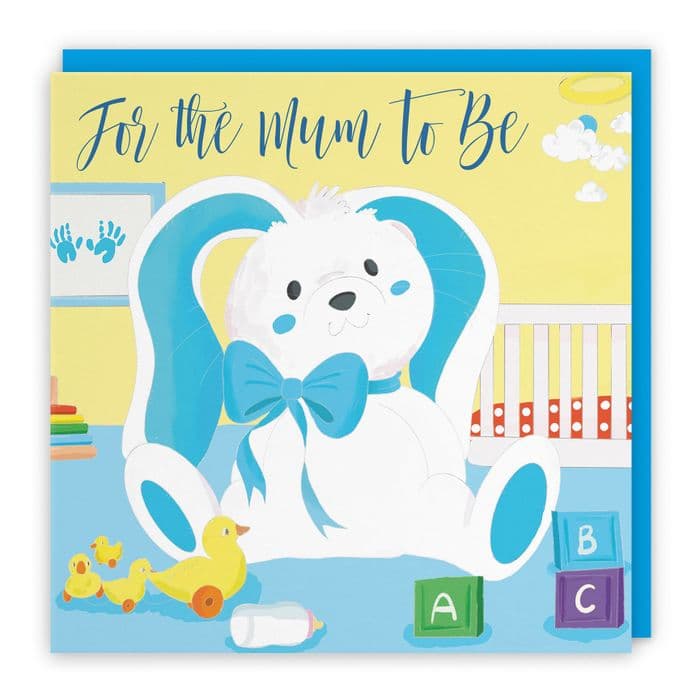 Mum To Be Cute New Baby Boy Congratulations Card Blue Rabbit Classic