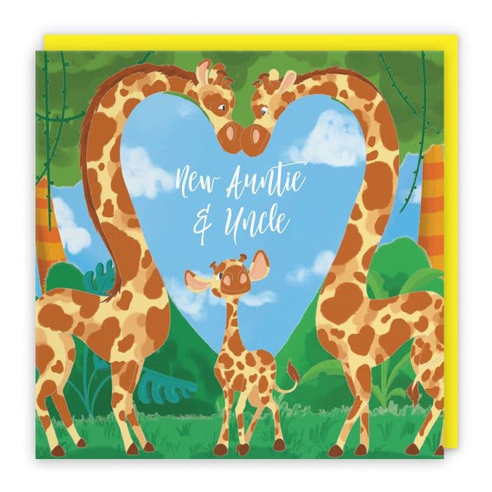New Auntie & Uncle Congratulations New Baby Card Cute Giraffes Jungle