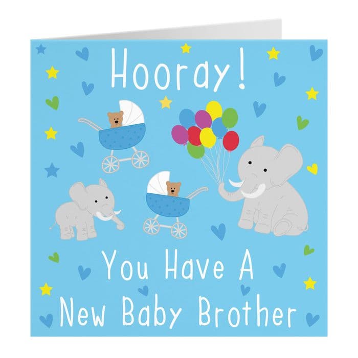 New Baby Brother Card - 'Hooray!' - 'You Have A New Baby Brother' | Hunts England