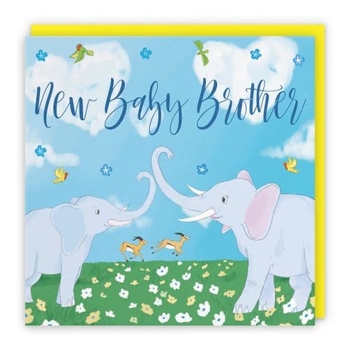 New Baby Brother Congratulations Card Two Elephants Cute Animals