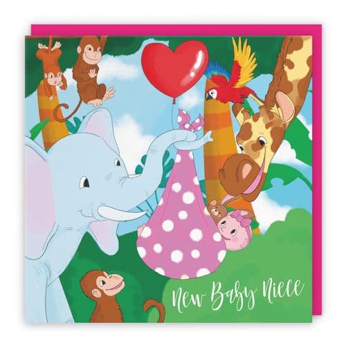 New Baby Niece Cute Congratulations Card Elephant Jungle
