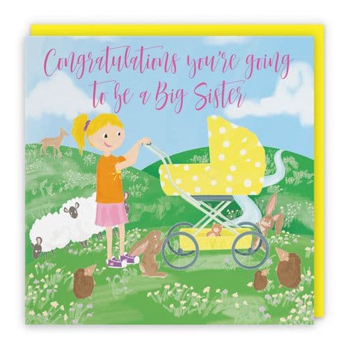 New Baby Pregnancy Announcement Big Sister Card For Daughter Countryside