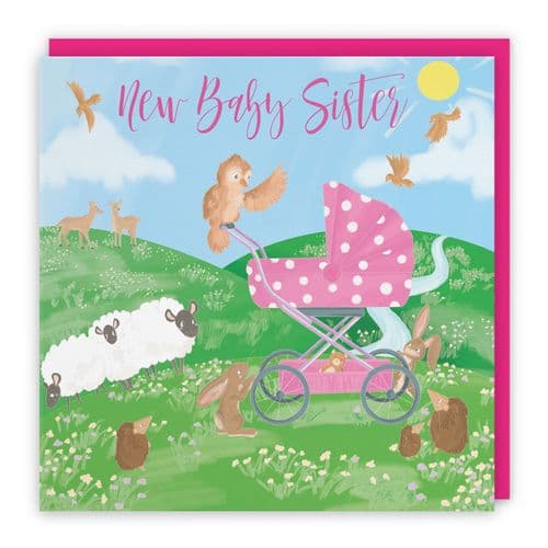 New Baby Sister Congratulations Card Countryside