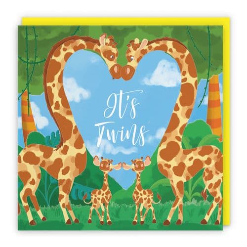 New Baby Twins Cute Giraffes Congratulations Card Jungle