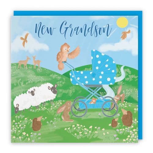 New Grandson New Baby Congratulations Card Countryside