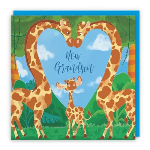 New Grandson New Baby Congratulations Card Cute Giraffes Jungle