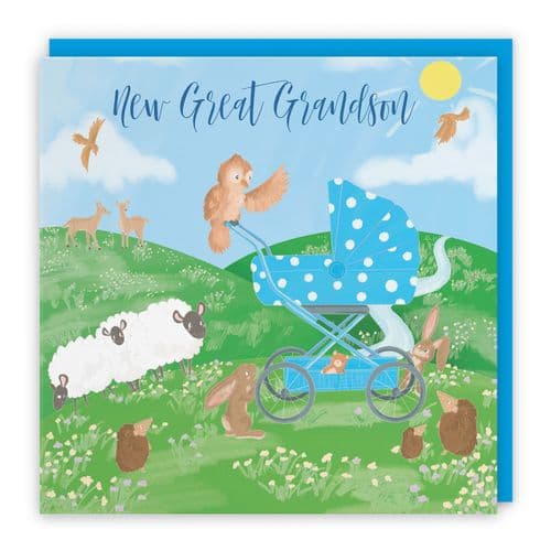 New Great Grandson New Baby Congratulations Card Countryside