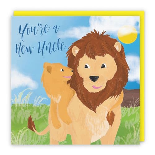 New Uncle Congratulations New Baby Card Cute Lions Jungle