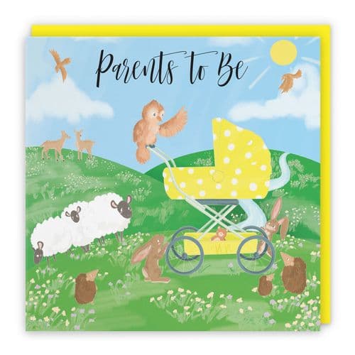 Parents To Be Congratulations Expecting New Baby Card Yellow Countryside