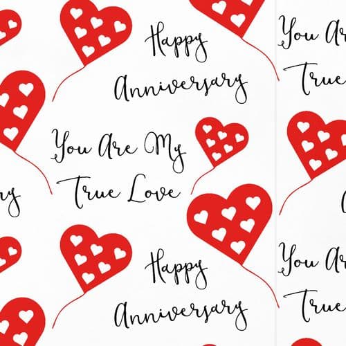 Romantic Anniversary Gift Wrap And Tags Red Heart