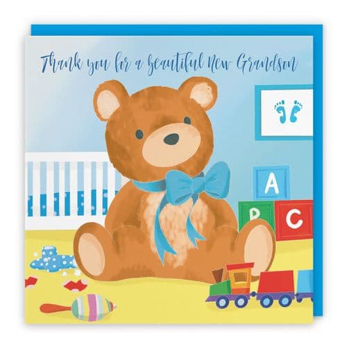 Thank You For A Beautiful New Grandson Card Teddy Bear Classic