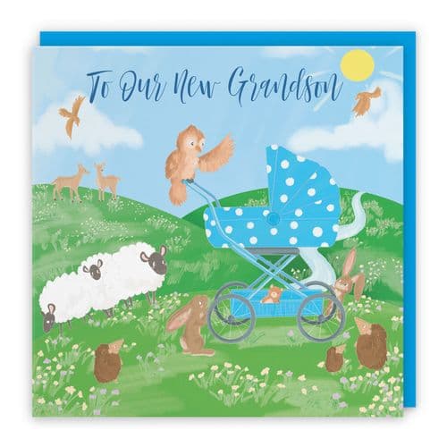 To Our New Grandson New Baby Card Countryside