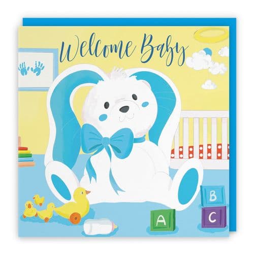 Welcome Baby Boy Congratulations Card Classic