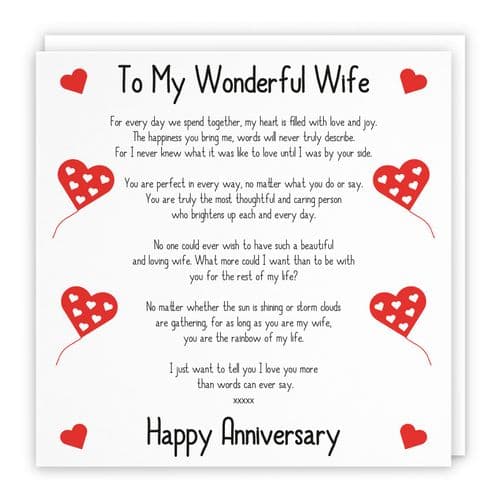 Wife Anniversary Card Romantic Verses