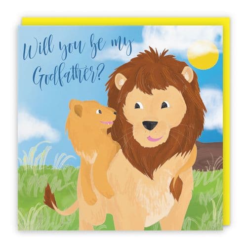 Will You Be My Godfather Proposal Card Cute Lions Jungle