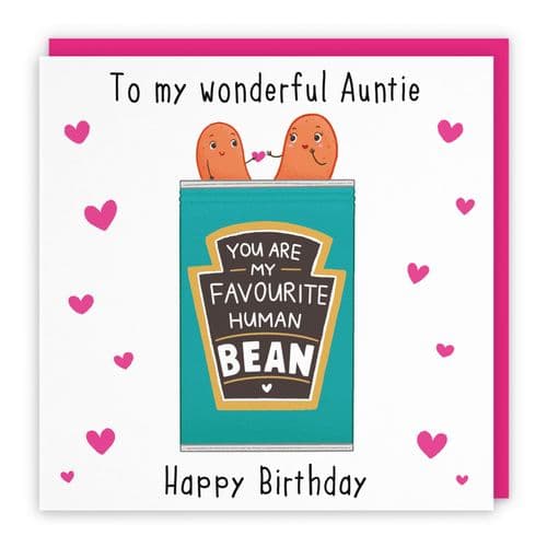 Auntie Bean Birthday Card Hearts Iconic