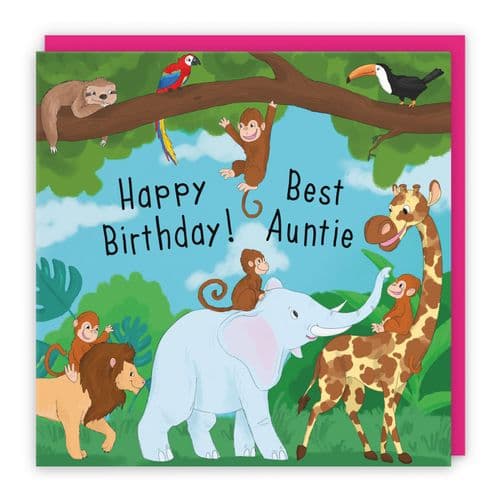 Auntie Day In Jungle Birthday Card