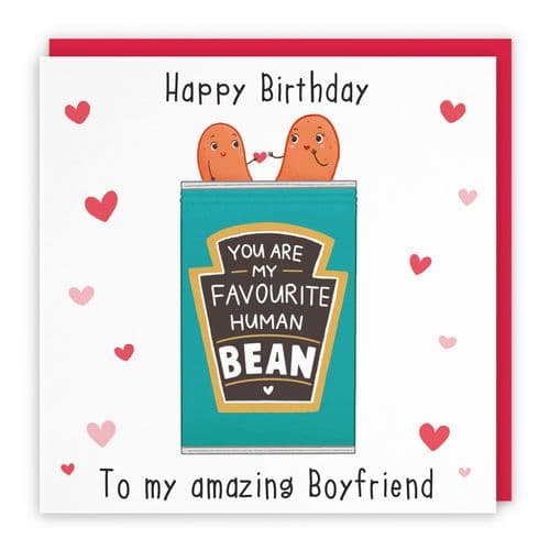 Boyfriend Bean Birthday Card Hearts Iconic