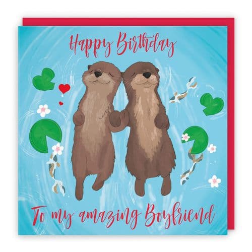Boyfriend Otters Birthday Card Cute Animals