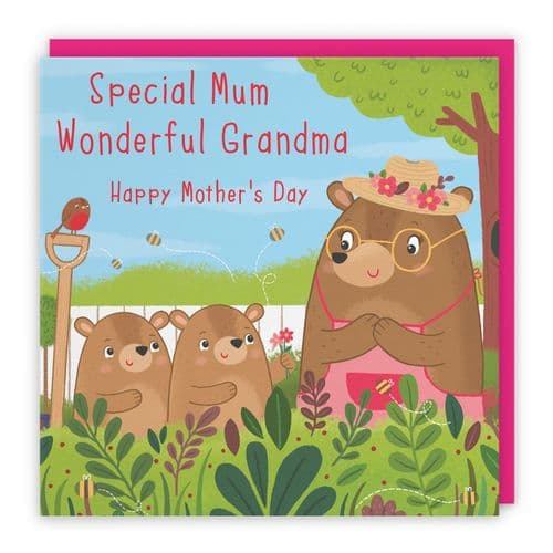 Combined Mum And Grandma Mother's Day Card - Cute Gardening Bears