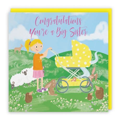 Congratulations You're A Big Sister Cute New Baby Congratulations Card - Countryside