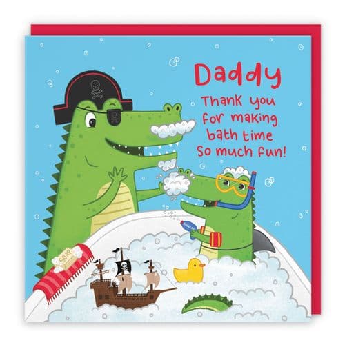 Cute Daddy Crocodile Bath Time Card
