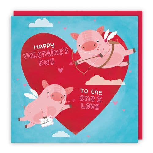Cute Flying Pigs Valentine's Day Card Iconic