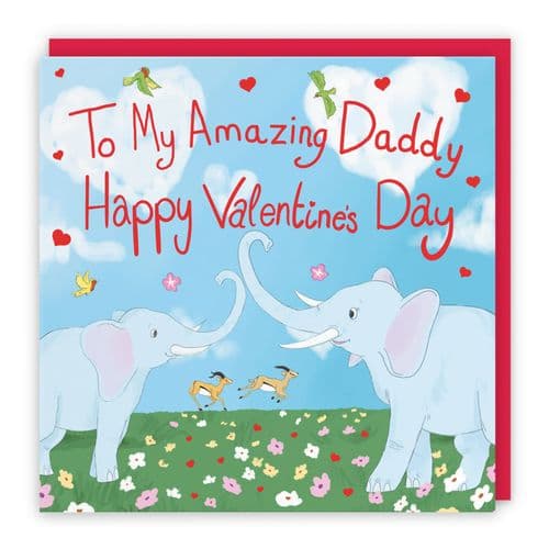 Daddy Elephant Valentine's Day Card Cute Animals