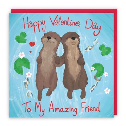 Friend Otters Valentine's Day Card Cute Animals