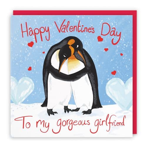 Girlfriend Penguins Valentine's Day Card Cute Animals