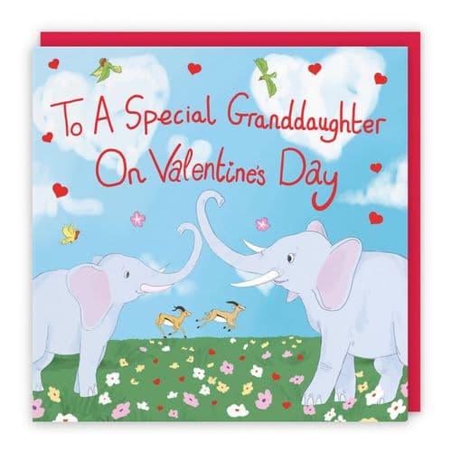 Granddaughter Elephants Valentine's Day Card Cute Animals