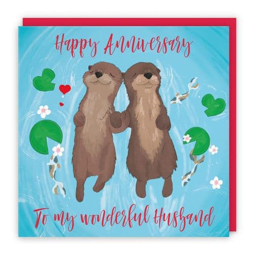 Husband Otters Anniversary Card Cute Animals