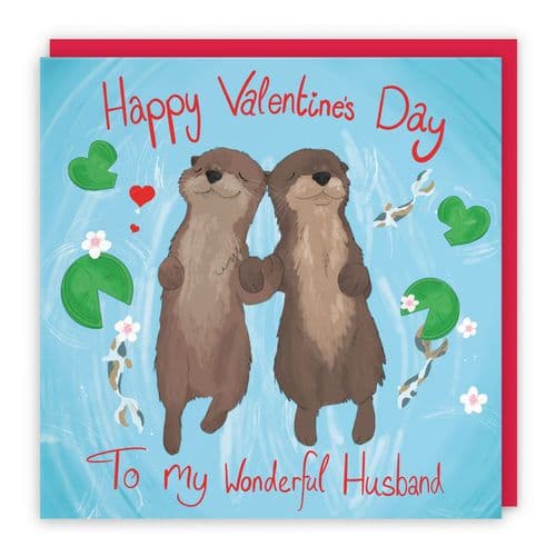 Husband Otters Valentine's Day Card Cute Animals